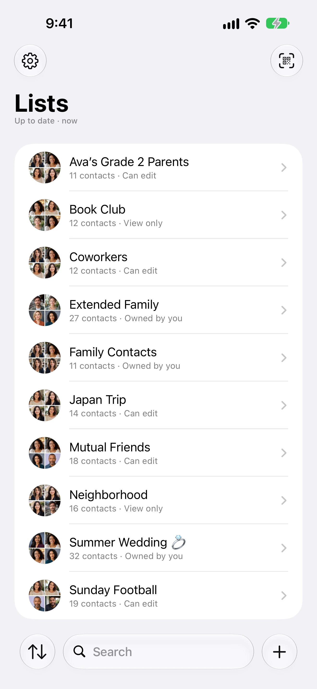 Shared contact lists in CNTC on iPhone